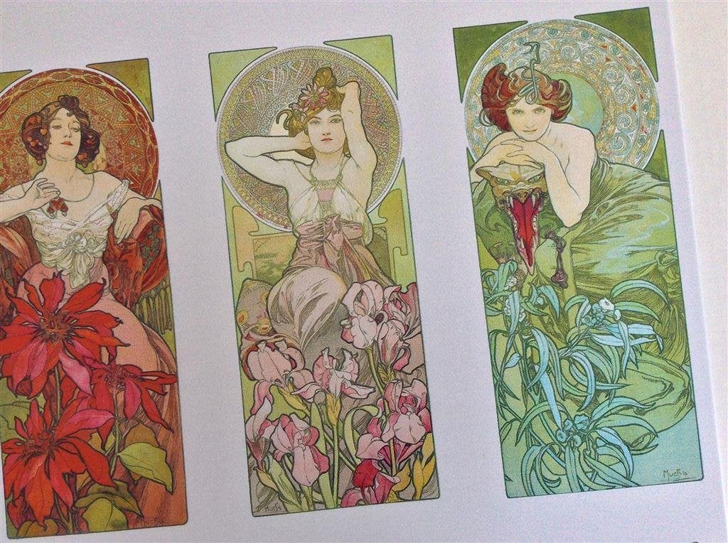 ALPHONSE MUCHA Precious Stones Jugendstil Wandbord Poster, Antiek en Kunst, Verzenden