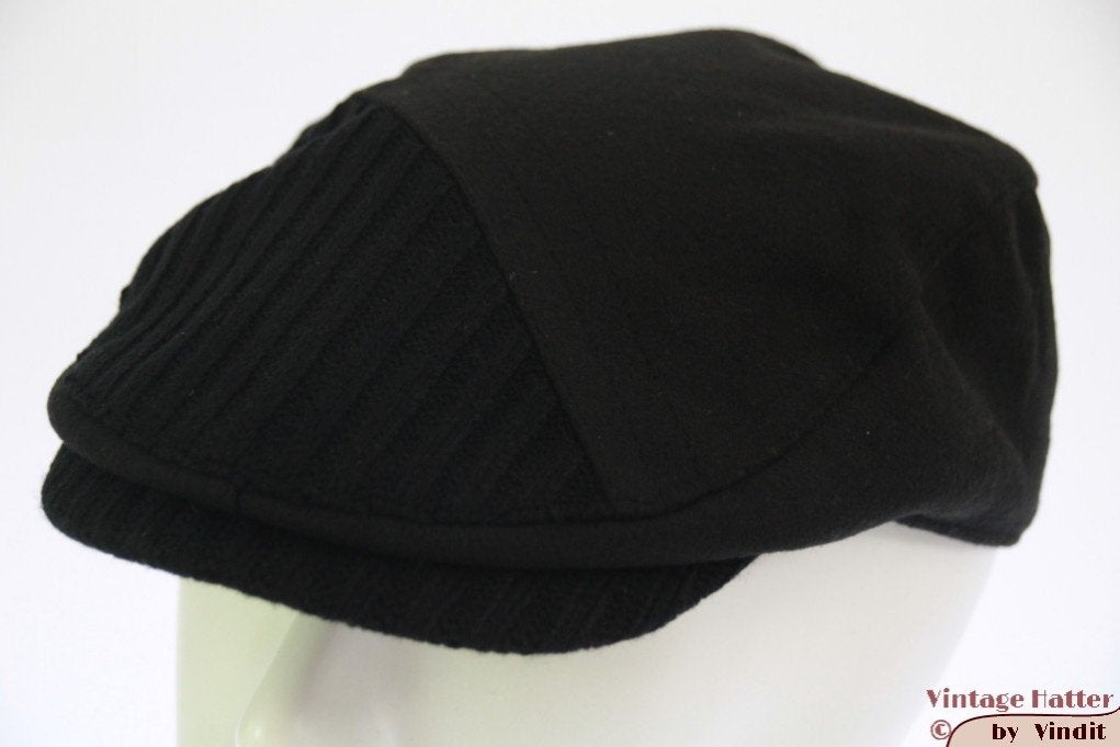 Flatcap Platte pet Hawkins zwart met geribde klep 58 en 59, Kleding | Heren, Hoeden en Petten, Nieuw, Ophalen of Verzenden, Pet