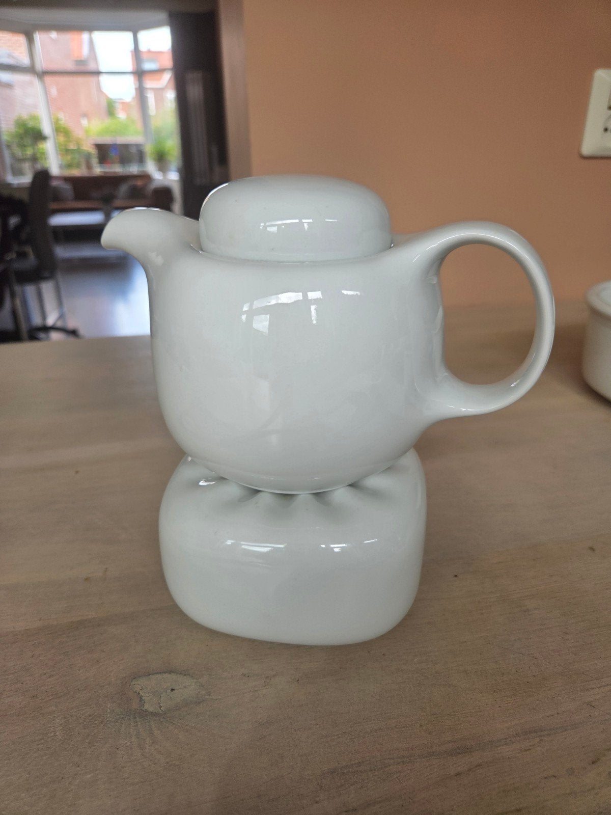 Hutschenreuther Tavola theepot met theelicht, wit porselein, Ophalen of Verzenden