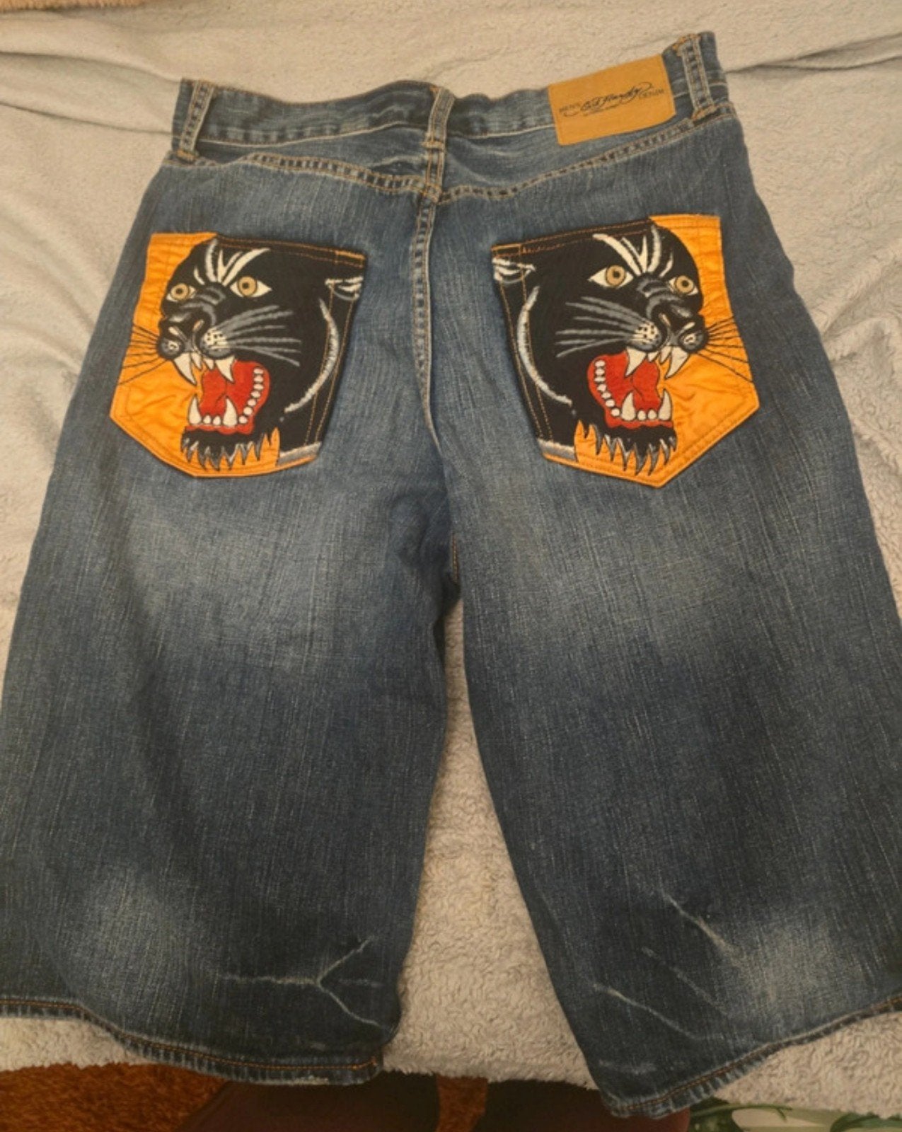 Ed Hardy by Christian Audigier Vintage Panther Denim Jorts, Ophalen of Verzenden, Zo goed als nieuw, Zwart, W32 (confectie 46) of kleiner