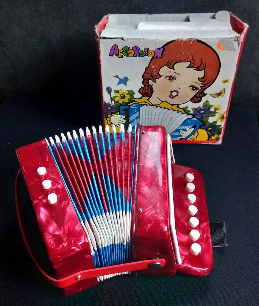 Superleuke vintage speelgoedaccordeon in originele doos, Ophalen of Verzenden, Gebruikt, Jongen of Meisje
