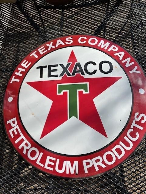 Emaille Texaco bord mancave auto oldtimer garage, Ophalen of Verzenden, Zo goed als nieuw, Reclamebord