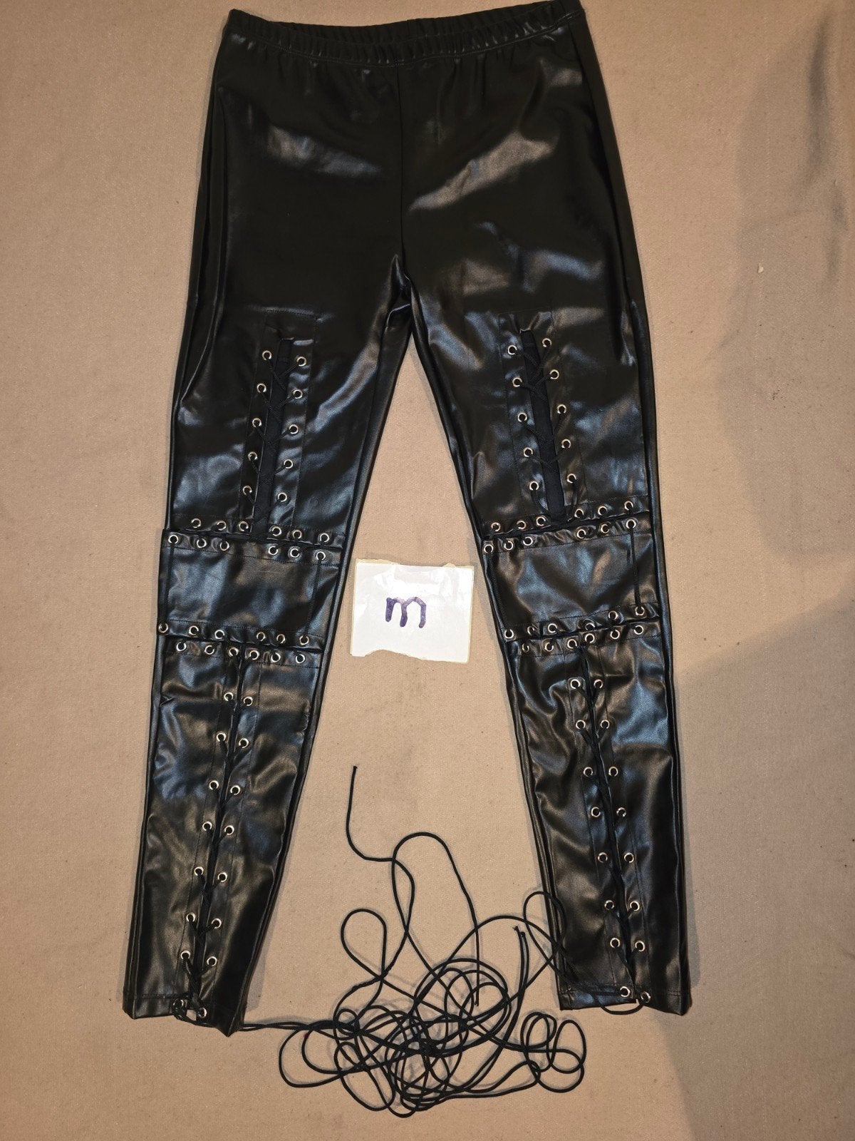 Zwarte imitatie leren legging met vetersluiting, Kleding | Heren, Verzenden, Nieuw, Zwart