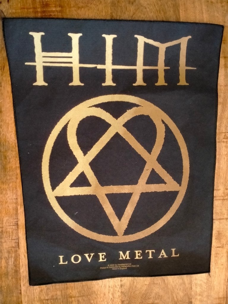 Him Love Metal 2004 Heartagram backpatch back patch metal, Verzamelen, Ophalen of Verzenden, Gebruikt, Kleding