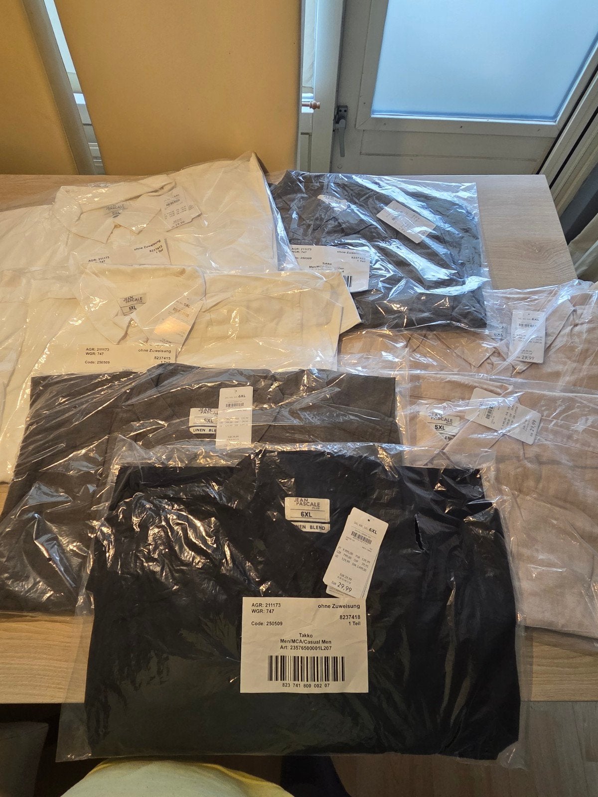 Nieuwe 5XL en 6XL overhemden met kaartjes, Kleding | Heren, Ophalen, Wit, Nieuw, Overige halswijdtes