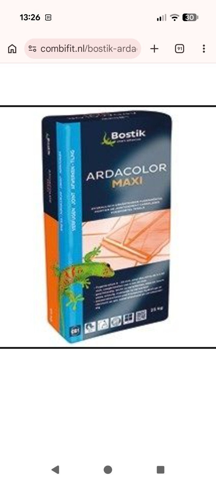 Bostik Ardacolor Maxi voegmortel (ca. 20 kg), Ophalen, Gebruikt, Overige typen, Minder dan 20 cm
