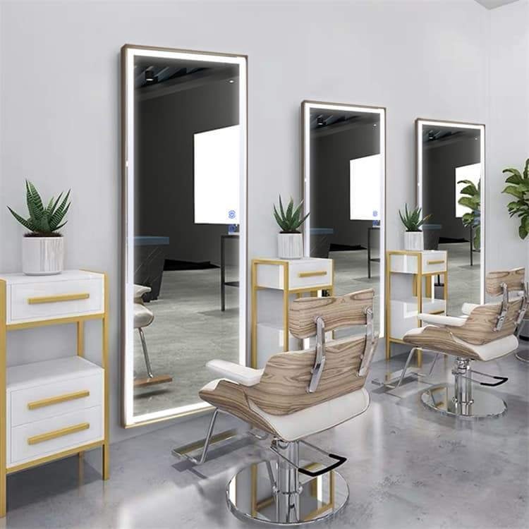 Kaptafel Zilver spiegel met led verlichting kapsalon beauty, Nieuw, Ophalen of Verzenden, 75 tot 100 cm, 150 tot 200 cm