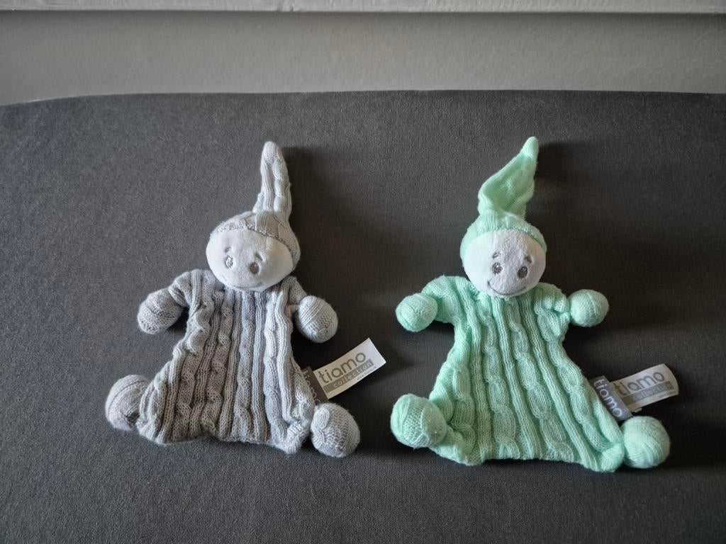 Tiamo - Knuffeldoekjes Spookjes Lichtgrijs en Mintgroen, Ophalen of Verzenden, Overige typen
