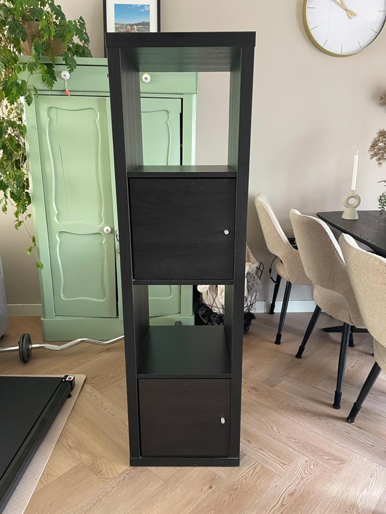IKEA Kallax kast zwart met 2 deurtjes, Ophalen, Overige materialen, Minder dan 50 cm, Gebruikt