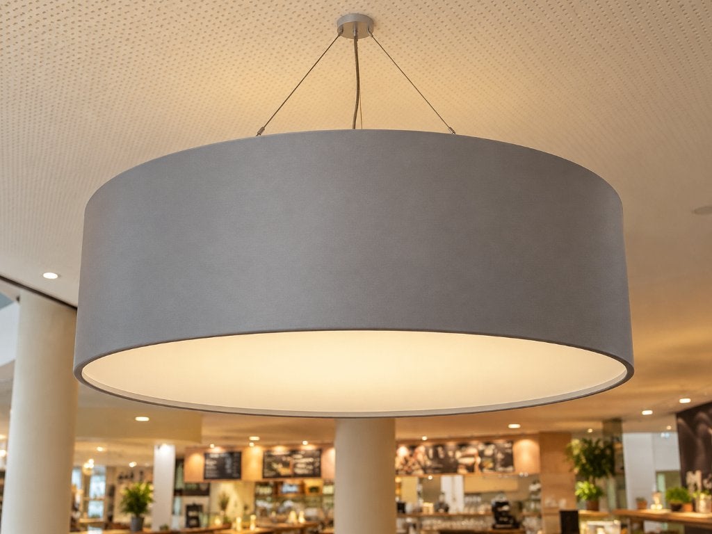 Grote ronde LED hanglamp grijs – horeca winkel kantoor