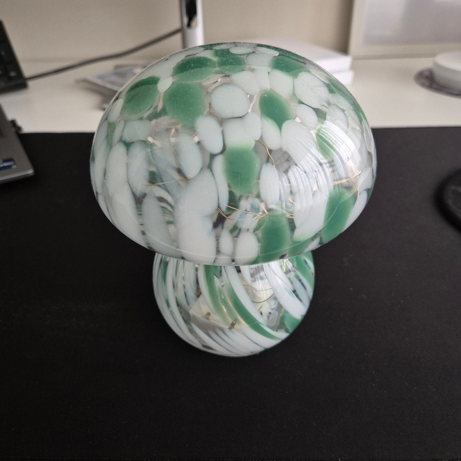 Glazen paddestoel lampje LED verlichting, Ophalen of Verzenden, Zo goed als nieuw, Glas