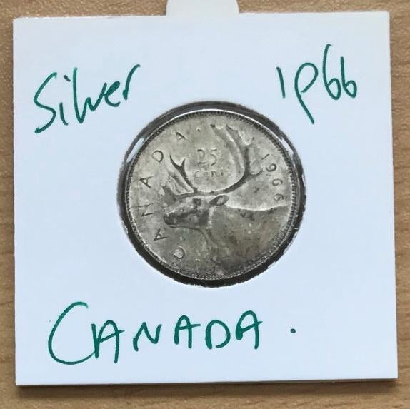 Canada - Silver 25 cent 1966, Ophalen of Verzenden, Noord-Amerika, Losse munt, Zilver