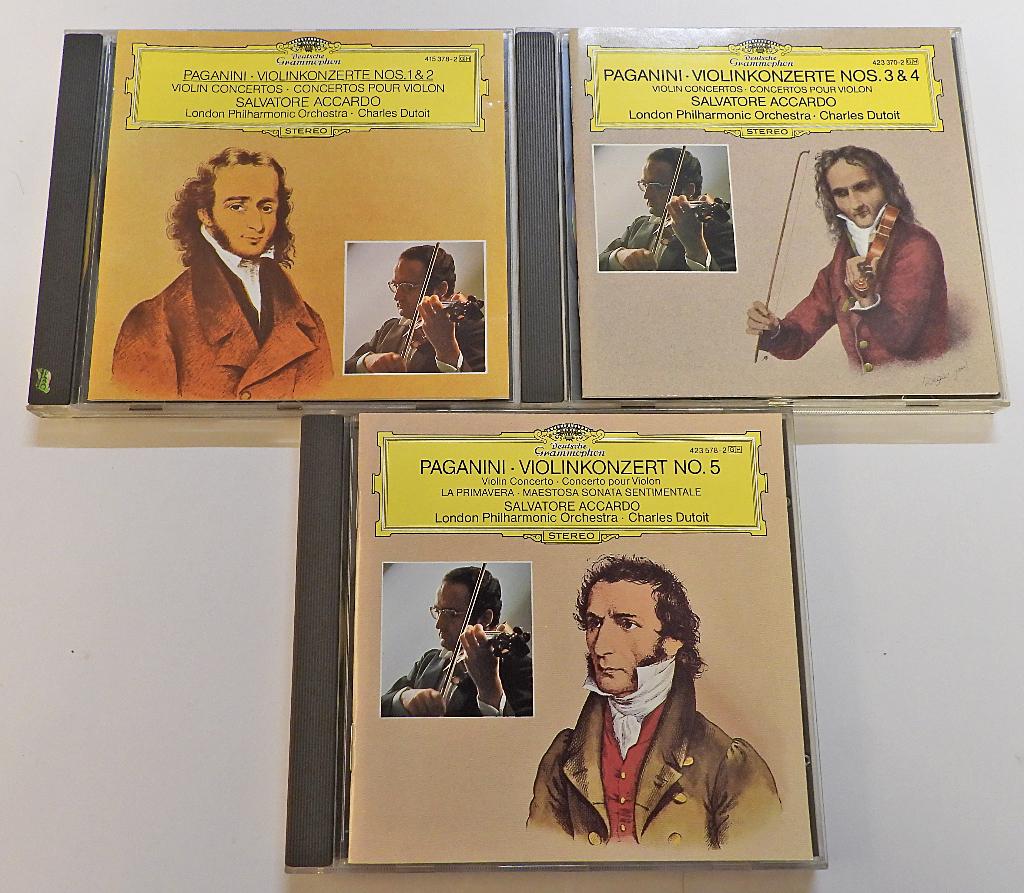 3CD Paganini Accardo Dutoit Vioolconcerten 1-5 DGG, Ophalen of Verzenden, Barok, Zo goed als nieuw, Orkest of Ballet