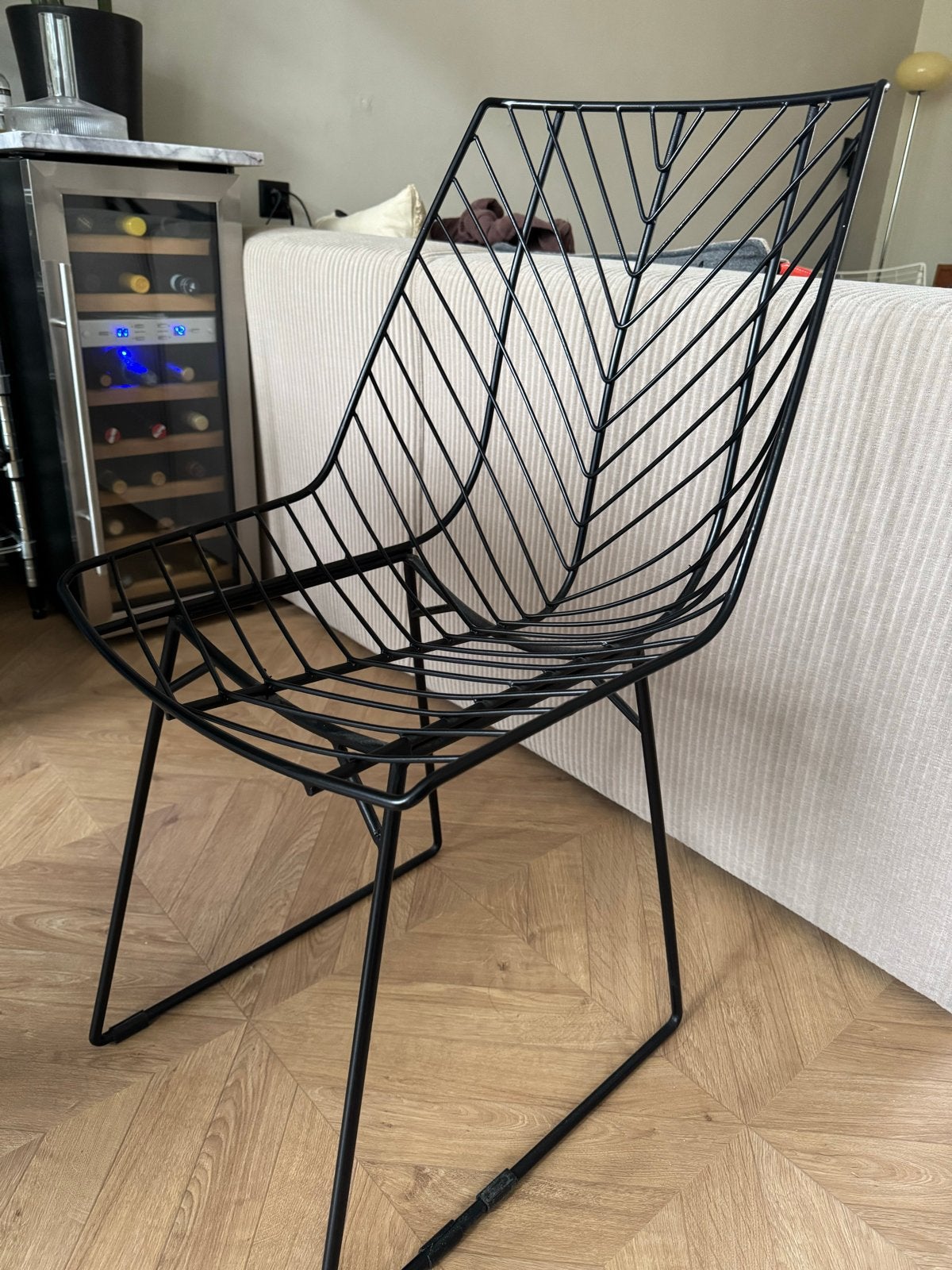Zwarte metalen design stoel, Ophalen, Zwart, Zo goed als nieuw, Metaal