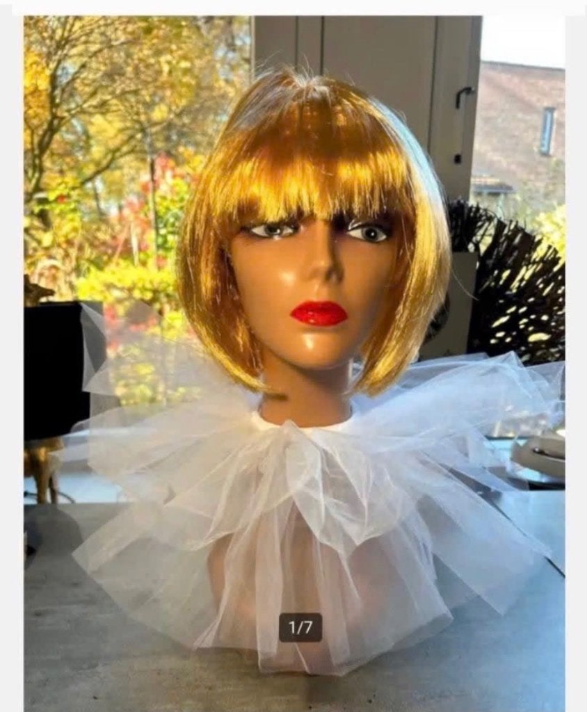 Grote drie lagen witte Pierrot Kraag - Kostuum Accessoire, Ophalen of Verzenden