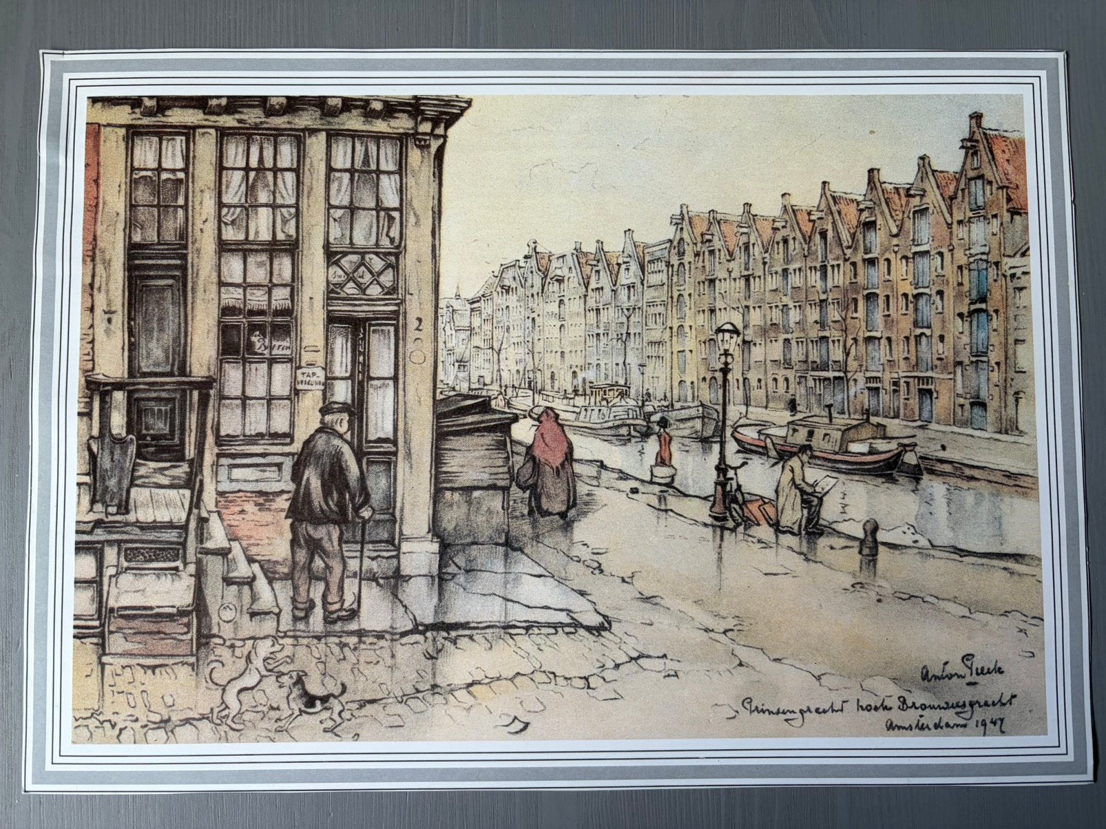 Anton Pieck Prinsengracht Brouwersgracht Amsterdam, Antiek en Kunst, Verzenden, Kaart