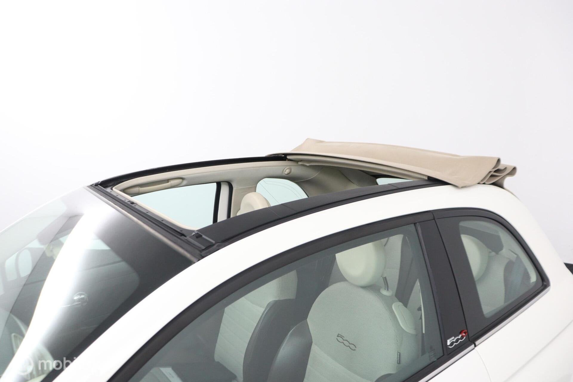 Fiat 500 0.9 TwinAir Turbo Lounge | Cabrio | Airco | 15 inch, Gebruikt, Wit, Origineel Nederlands, Bedrijf