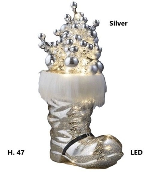 Kerstlaars kerstdecoratie laarsboom zilver LED H. 47, Verzenden, Nieuw, Versiering, Kerst of Sinterklaas