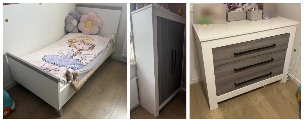 Interbaby Stresa babykamer: ledikant, commode, kast + matras, Ophalen, Gebruikt, Jongetje of Meisje