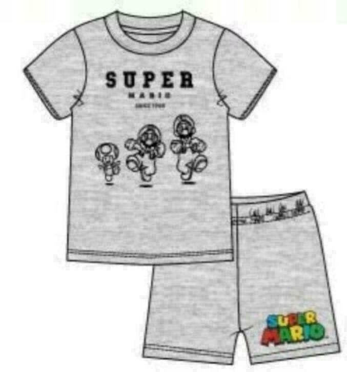 Super Mario Shortama - Grijs - Maat 104 - 152 - Katoen, Super Mario, Nacht- of Onderkleding, Nieuw, Ophalen of Verzenden