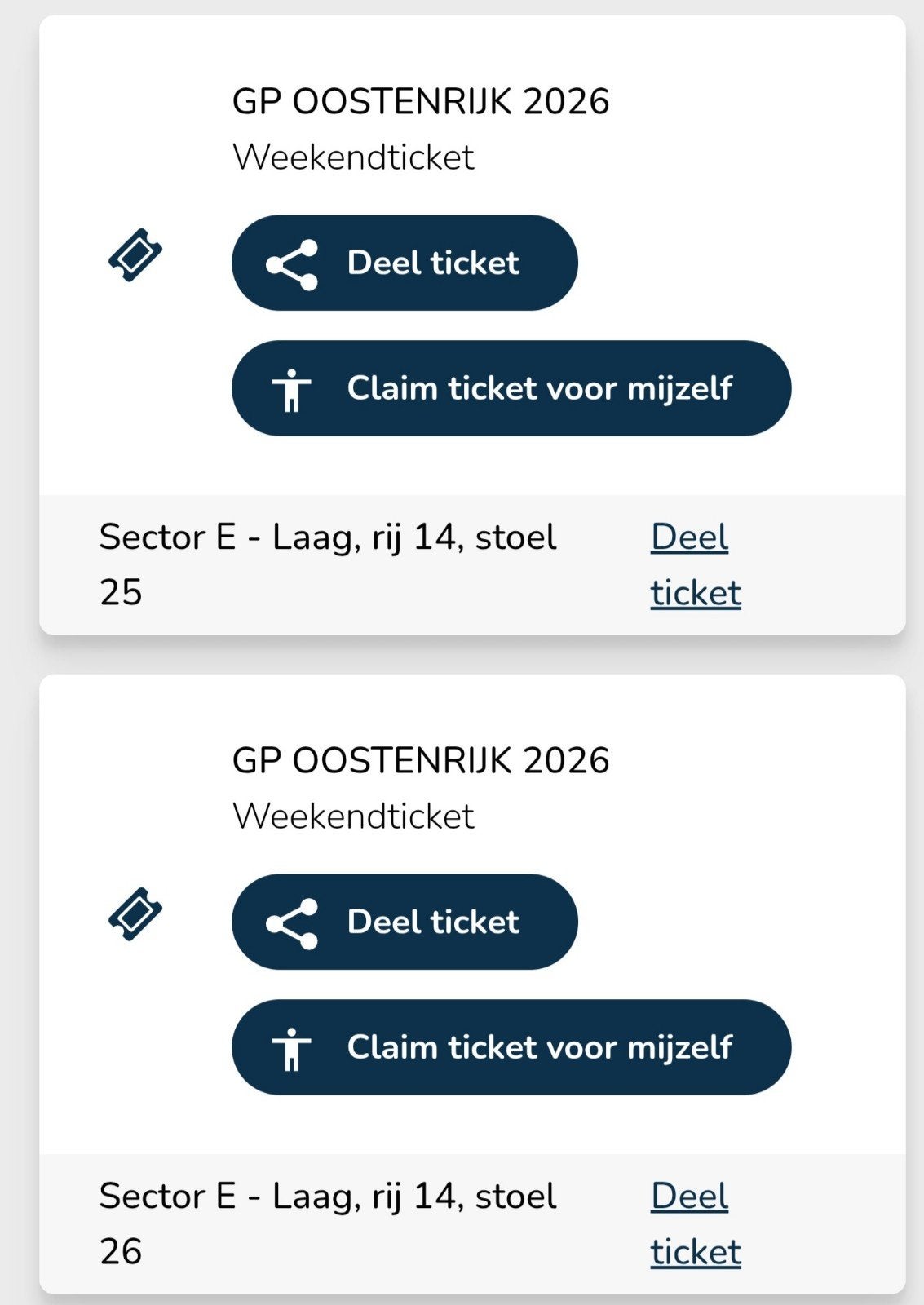 F1 race Oostenrijk met Verstappen goodies, Tickets en Kaartjes, Twee personen, Juni