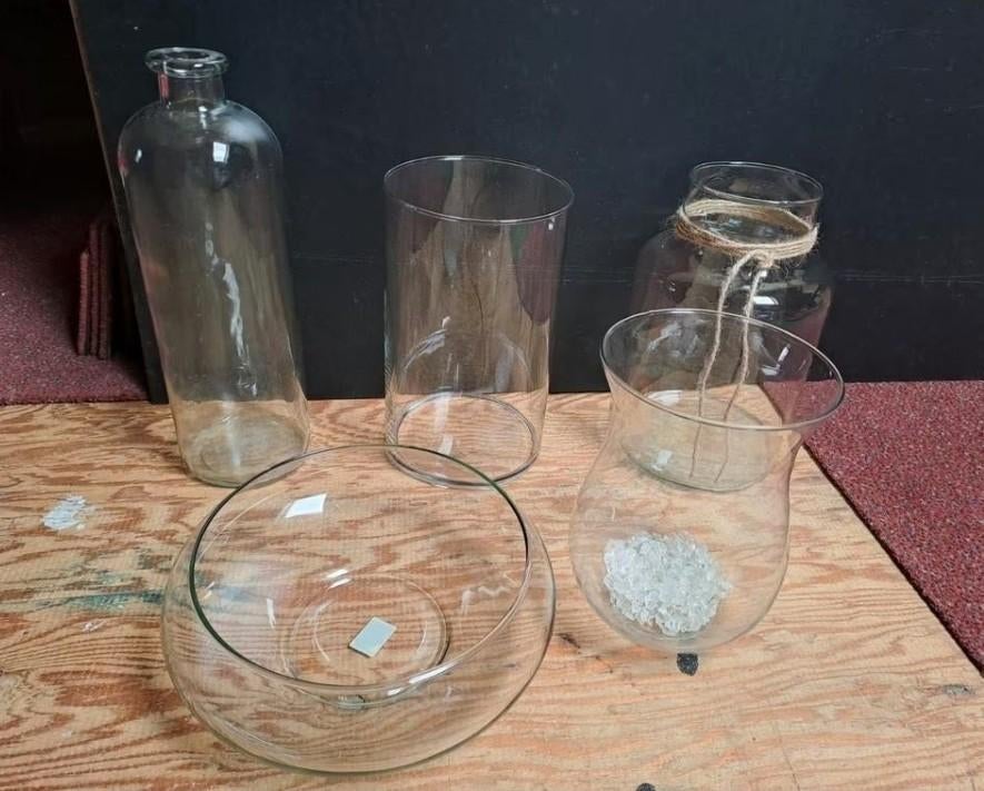 glazen vazen,decoratie,bloemschikken,glaswerk,vazen,, Huis en Inrichting, Ophalen, Gebruikt, Overige kleuren, Glas