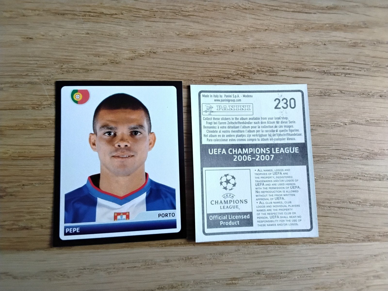 Panini UEFA Champions League 2006-2007 Sticker Pepe Porto, Ophalen of Verzenden, Zo goed als nieuw, Buitenlandse clubs, Poster, Plaatje of Sticker