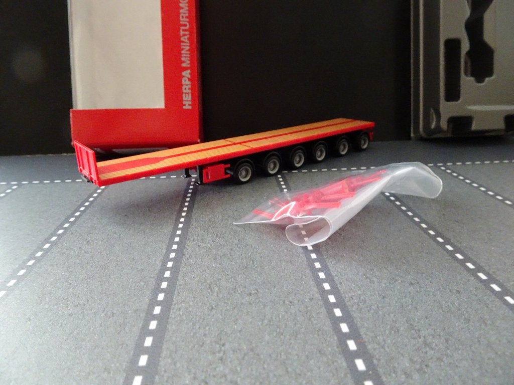 800 herpa 076715-003 6 as ballast trailer rood 1:87 truck, Ophalen of Verzenden, Nieuw, Bus of Vrachtwagen, Herpa