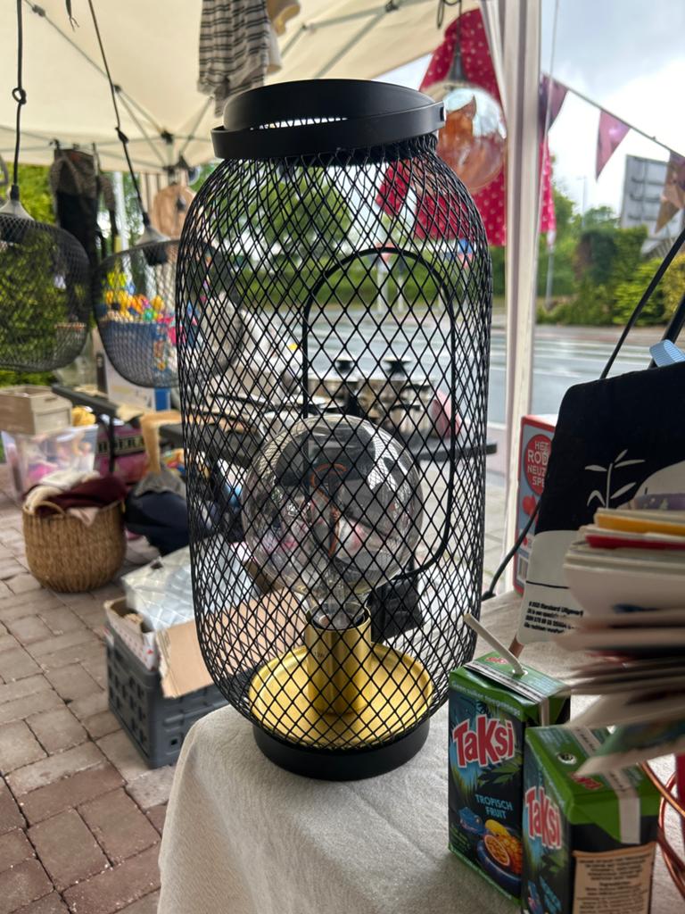 Moderne Zwarte Gaas Tafellamp met Edison Lamp, Huis en Inrichting, Lampen | Overige, Ophalen of Verzenden, Zo goed als nieuw