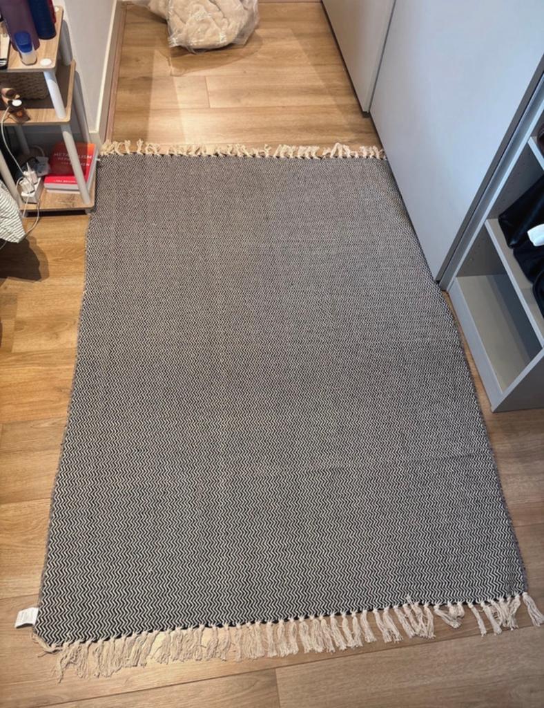 JENS LIVING Plaid Zwart/Wit Gerecycled Katoen, Huis en Inrichting, 100 tot 150 cm, Zwart, Ophalen of Verzenden, Zo goed als nieuw