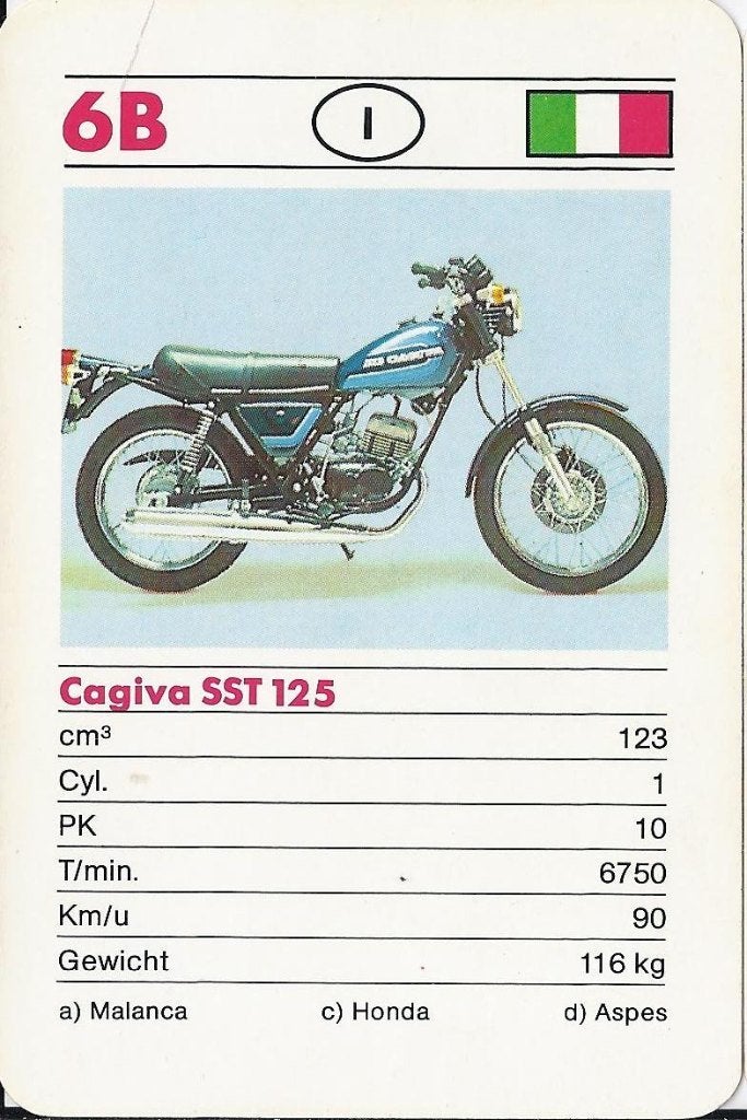 F257 motorkaartje 6b cagiva sst 125, Ophalen of Verzenden, Zo goed als nieuw, Auto's