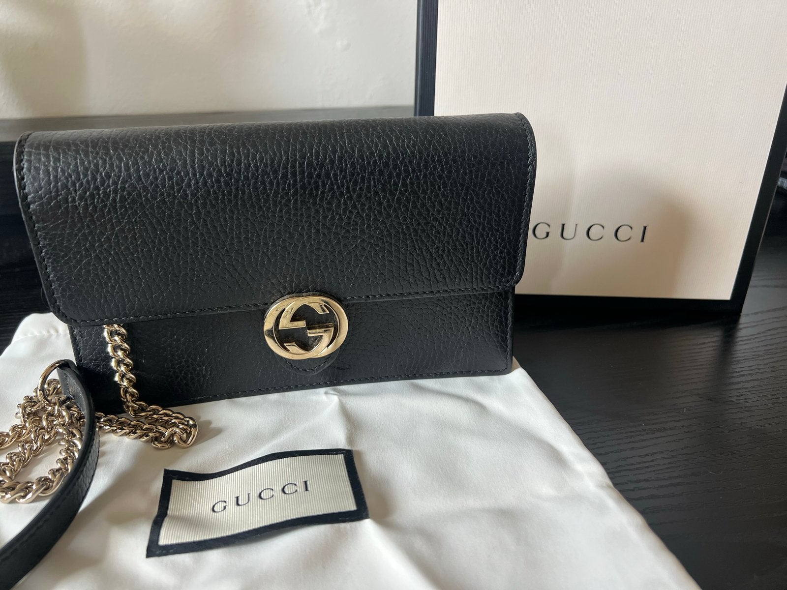 Gucci interlocking bag, Ophalen, Zo goed als nieuw, Zwart, Schoudertasje