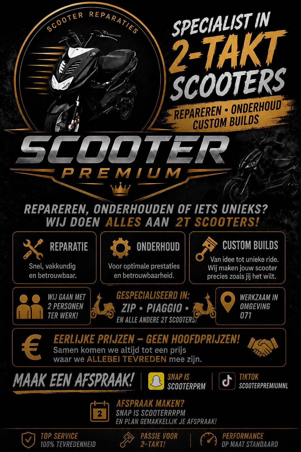 2T Scooter Reparatie, Onderhoud & Custom Builds - Scooter Pr, Ophalen of Verzenden, Gebruikt, Overige typen, Overige merken