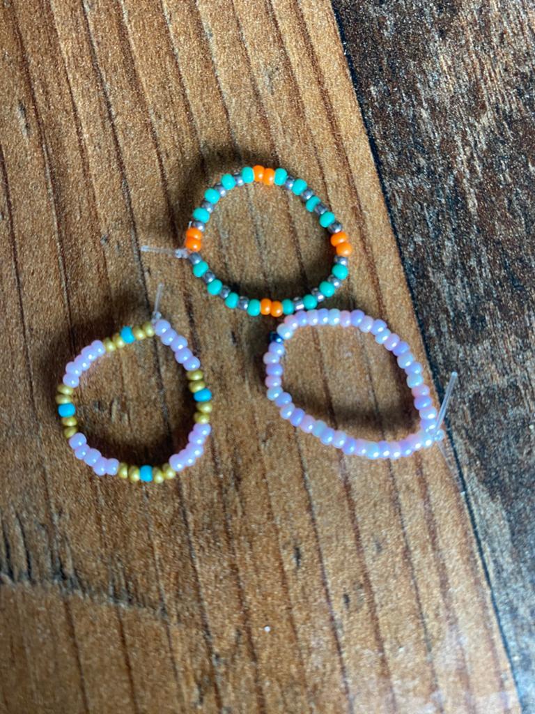 Set van 3 handgemaakte kralen ringen, Overige materialen, Overige kleuren, Nieuw, Ophalen of Verzenden
