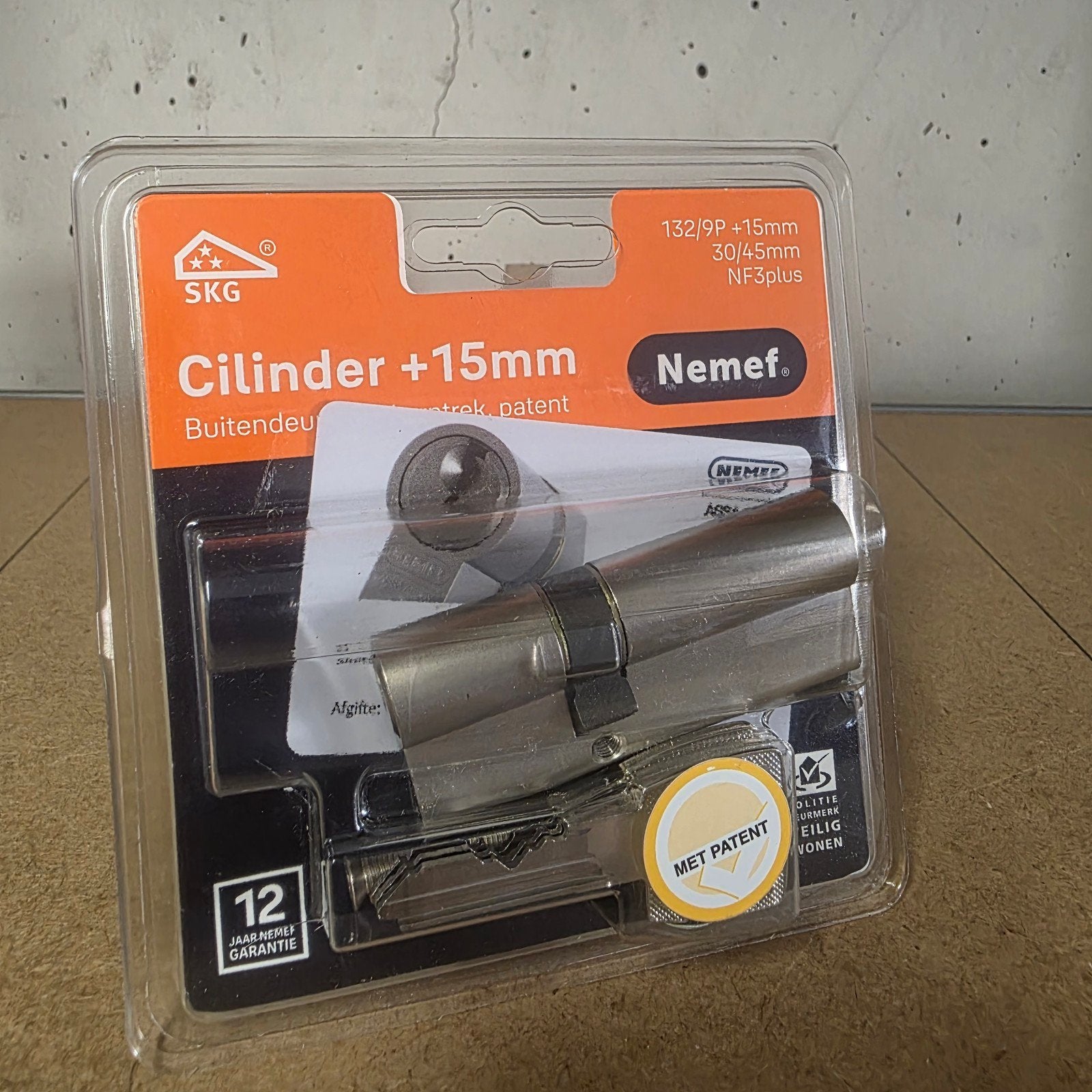 Nemef SKG Cilinder +15mm Buitendeur Anti-kerntrek, Ophalen of Verzenden, Nieuw, Overige materialen, Slot