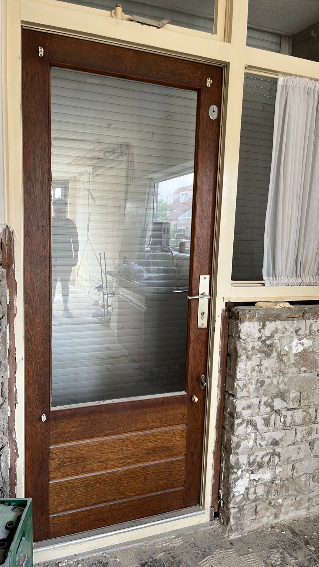 Deur hardhout, Gebruikt, Deurkozijn, 150 tot 225 cm, Inclusief glas