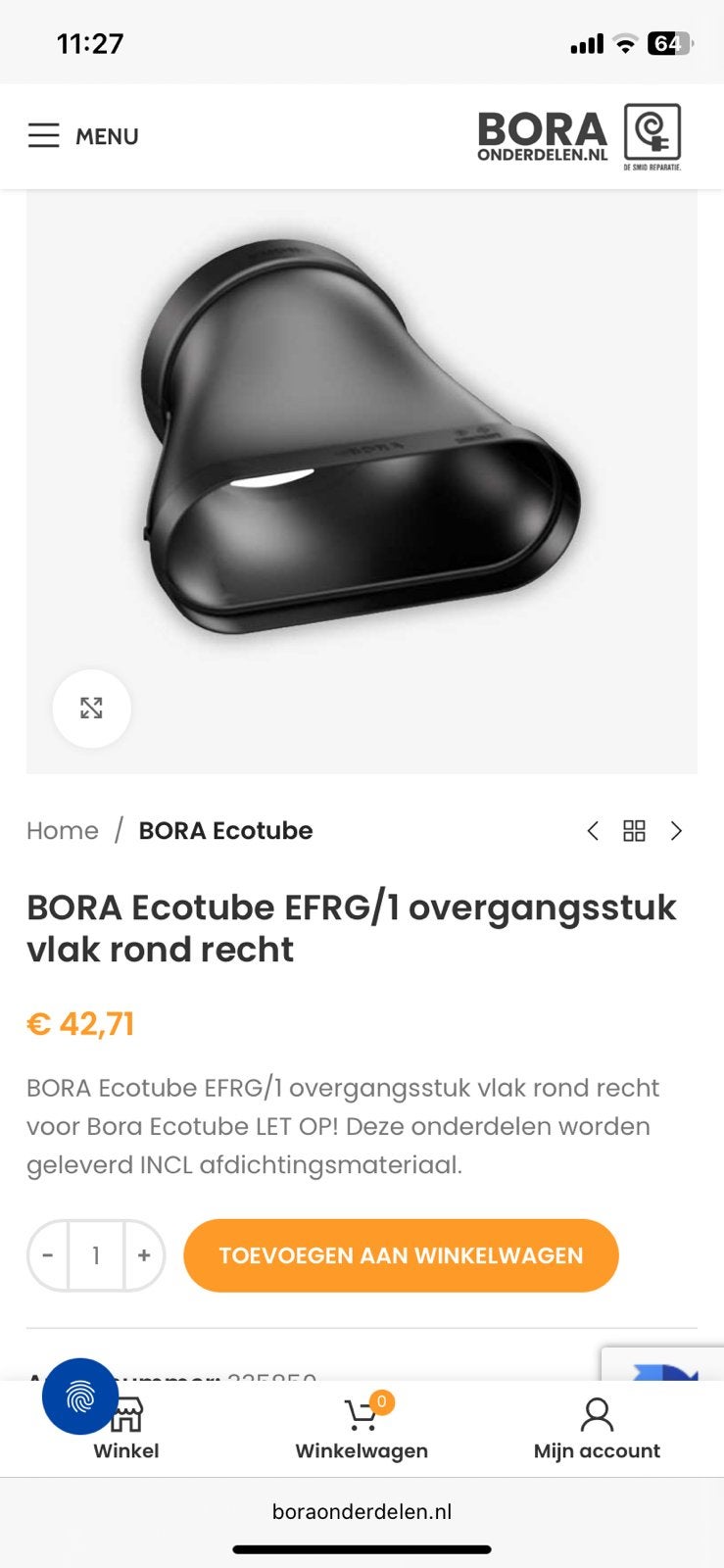 BORA Ecotube EFRG/1 overgangsstuk vlak rond recht, Ophalen of Verzenden, Nieuw, 25 tot 50 cm, Minder dan 100 cm