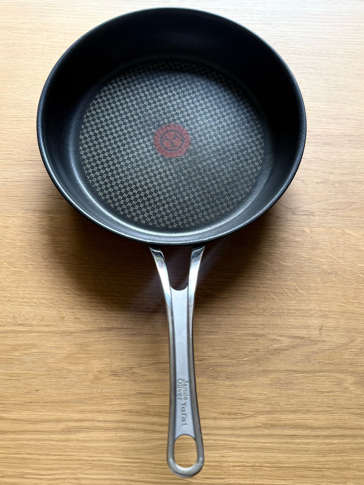 Jamie Oliver Tefal Koekenpan - stainless steel, Gebruikt, Inductieplaat, Aluminium, Ophalen of Verzenden