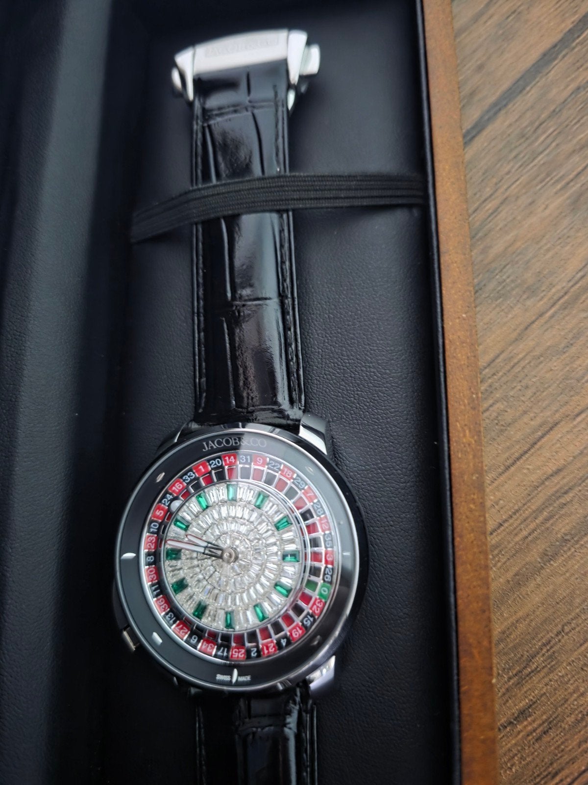Jacob & Co Roulette Horloge - Exclusief Polshorloge, Overige merken, Leer, Staal, Polshorloge