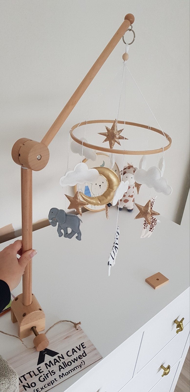 Kiekepiep Jungle Baby Mobiel met Verstelbare Houder, Ophalen, Zo goed als nieuw, Mobiel