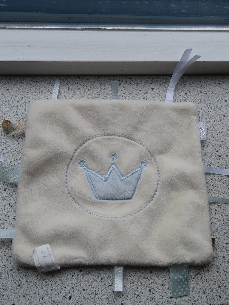 Knuffeldoek Bam Bam wit velours blauwe kroon labeldoek, Ophalen of Verzenden, Zo goed als nieuw, Overige typen, Wasbaar
