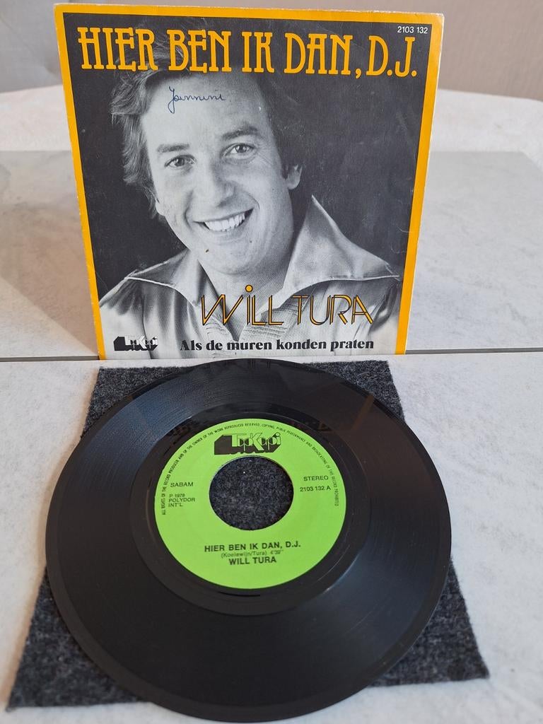 Single van  WILL TURA  // HIER BEN IK DAN , D J. ...uit 1978, Cd's en Dvd's, Vinyl | Nederlandstalig, Ophalen of Verzenden, Zo goed als nieuw