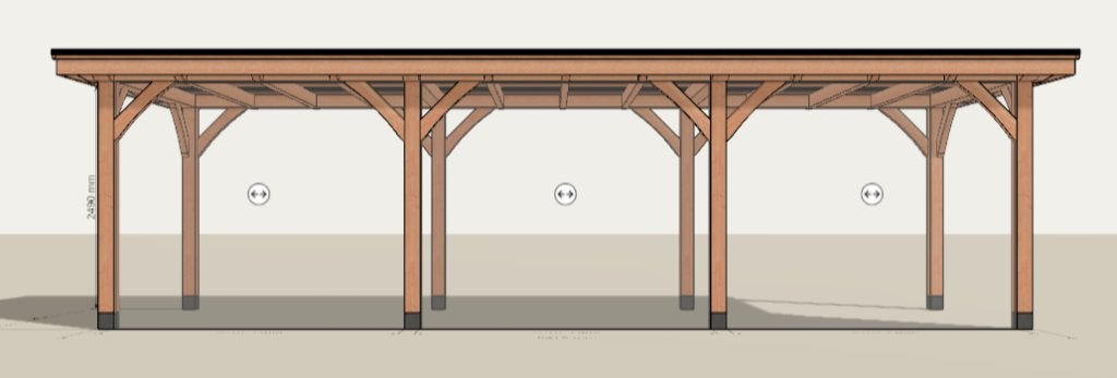 Hillhout overkapping 840x300cm Showmodel NU €3750,00, Ophalen of Verzenden, Zo goed als nieuw, Veranda