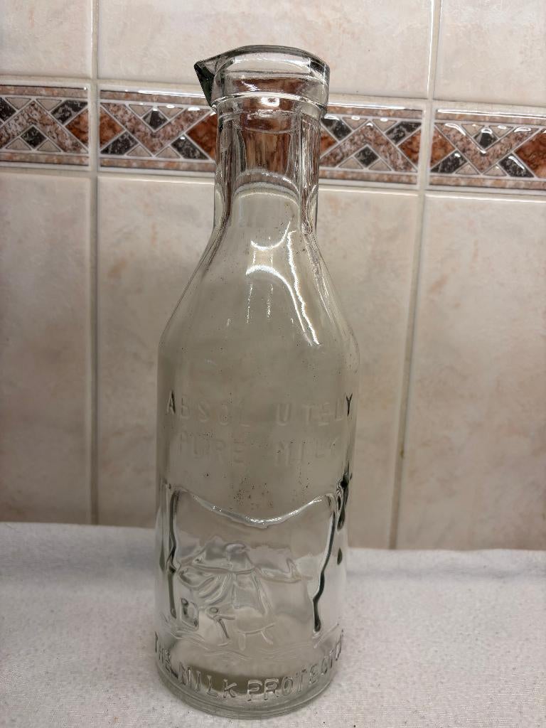 Engelse Glazen Melk Fles, Antiek en Kunst, Curiosa en Brocante, Ophalen of Verzenden