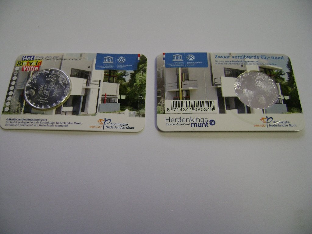 Het Rietveld Vijfje in Unc kwaliteit in Coincard, Ophalen of Verzenden, Koningin Beatrix, Euro's, Setje