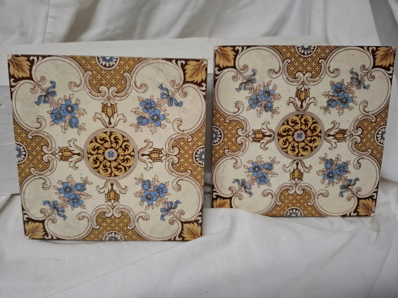 Set van 2 antieke Mintons China tegels, genummerd 2343, Antiek en Kunst, Ophalen of Verzenden