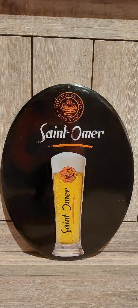 Zeldzaam authentiek reclamebord Saint-Omer bier, Ophalen of Verzenden, Nieuw, Reclamebord, Plaat of Schild, Overige merken