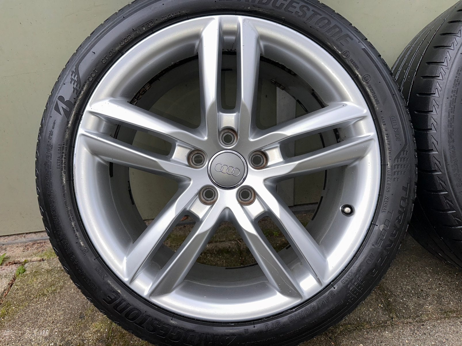 Originele Audi S-line velgen 18 inch! +bridgestone potenza!, Auto-onderdelen, Ophalen, 18 inch, 245 mm, Zomerbanden