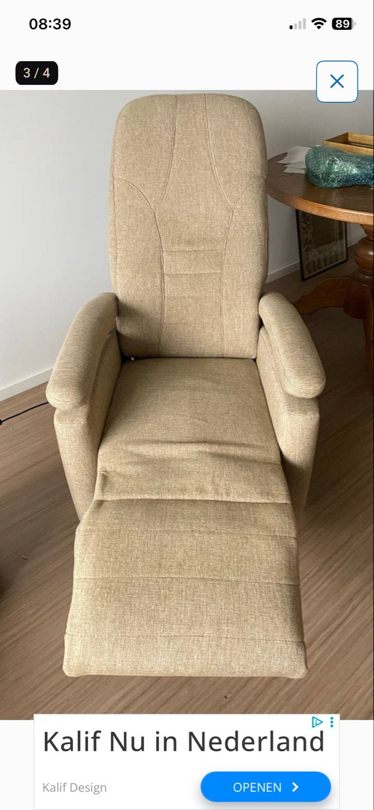 Fitform Sta-op Stoel  beige relax fauteuil, Ophalen, Gebruikt, Overige kleuren, Eén