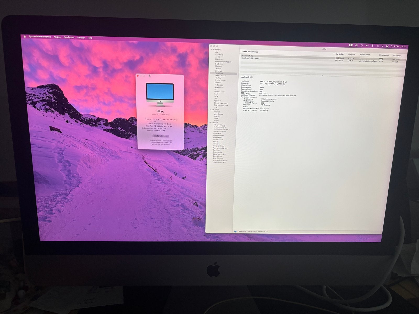 iMac (2017), 27'' Retina 5k, 3.5 GHz Quad Core i5, 1TB SSD, Computers en Software, 27'', Gebruikt, SSD, IMac